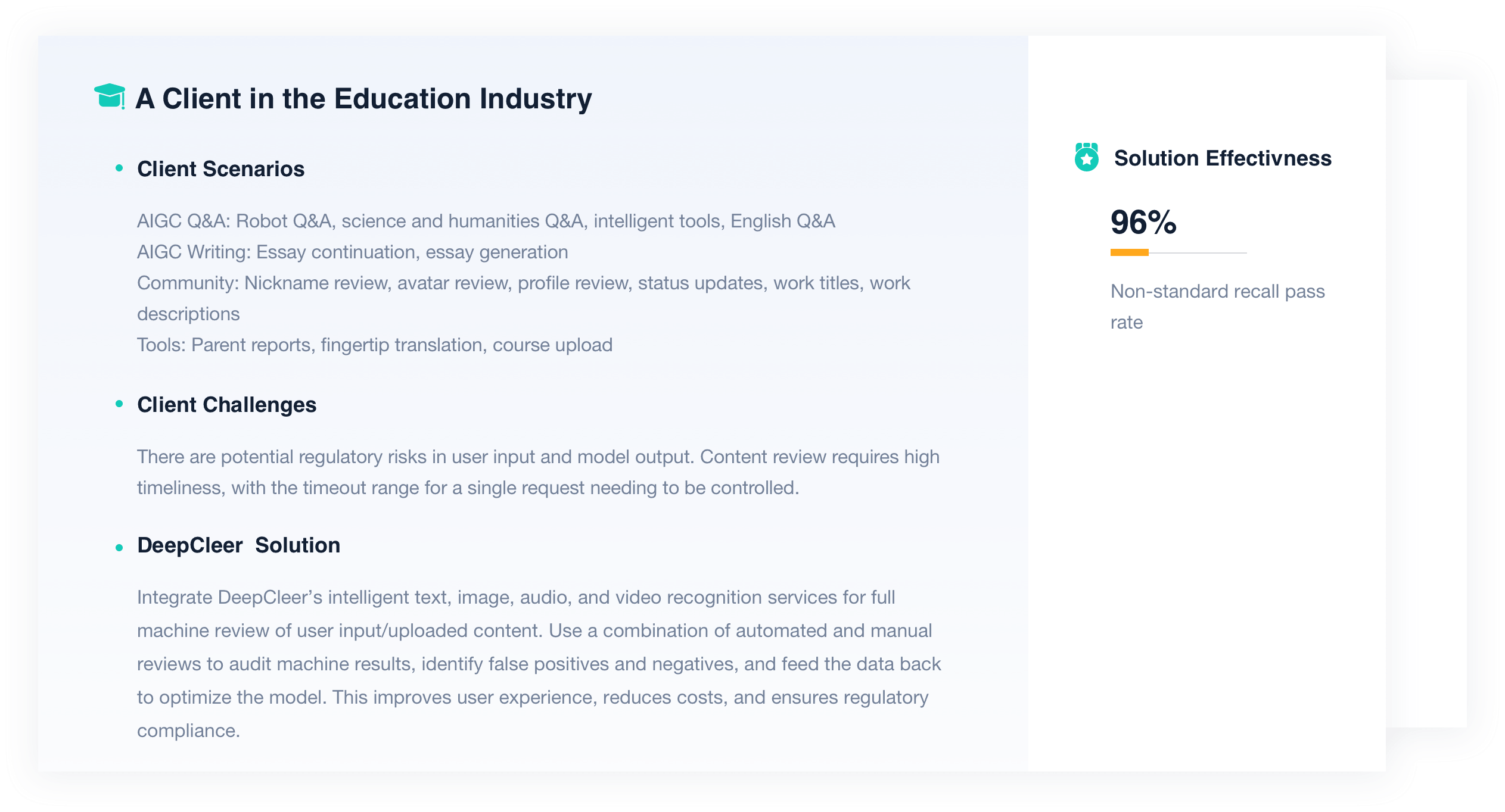 Case study on moderating a popular AI chat app in China with 5 million users. DeepCleer solution integrates  text recognition for machine review.